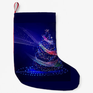 SlipperyJoe Christmas tree digital translucent red Small Christmas Stocking