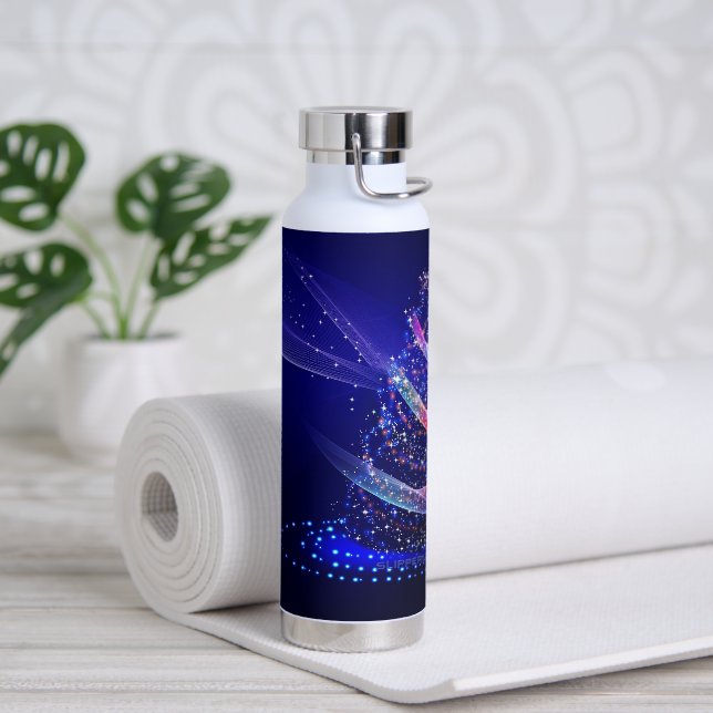 SlipperyJoe Christmas tree digital translucent red Water Bottle (Yoga)