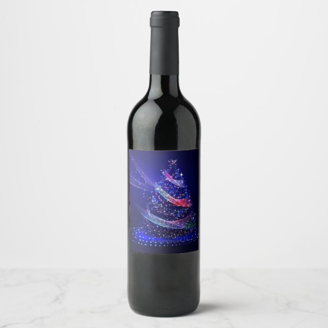 SlipperyJoe digitally rendered Christmas tree beau Wine Label (Front)