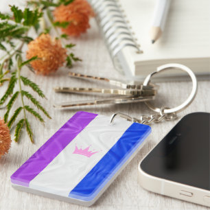 SlipperyJoe drag pride flag purple white blue crow Key Ring