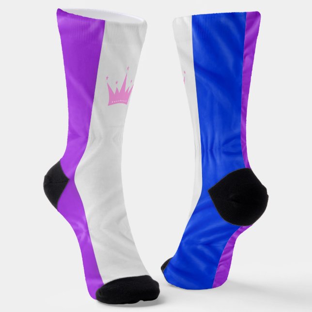 SlipperyJoe drag pride flag purple white blue crow Socks (Angled)