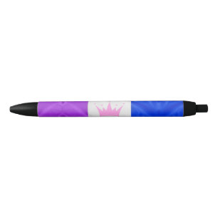 SlipperyJoe drag pride flag purple white blue Sequ Black Ink Pen