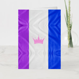 SlipperyJoe drag pride flag purple white blue Sequ Foil Greeting Card