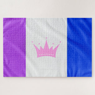 SlipperyJoe drag pride flag purple white blue Sequ Jigsaw Puzzle