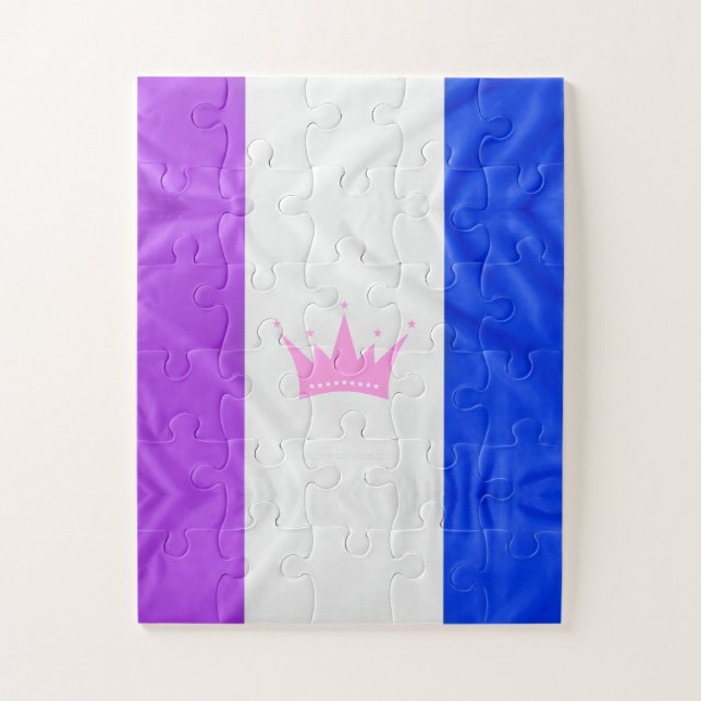 SlipperyJoe drag pride flag purple white blue Sequ Jigsaw Puzzle (Vertical)
