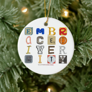 SlipperyJoe embrace diversity metaphor LGBTQIA glo Ceramic Ornament