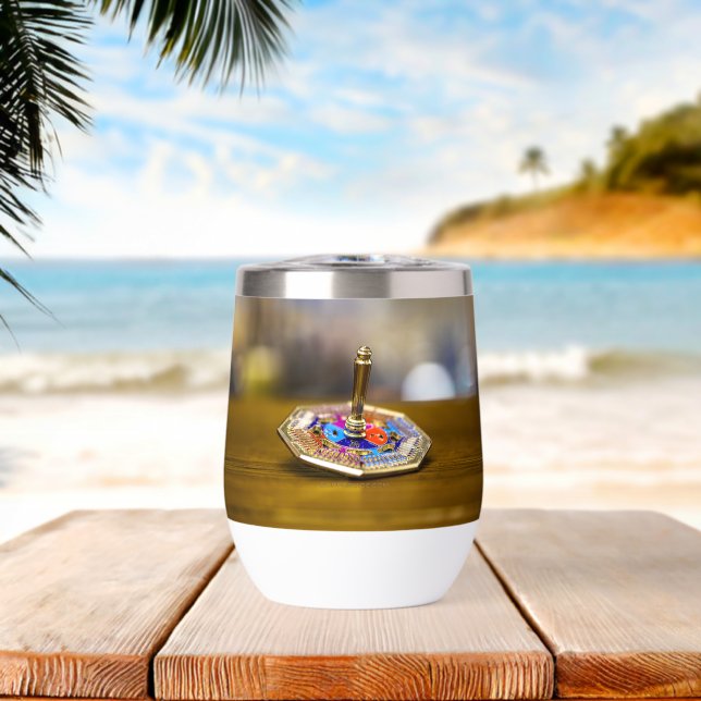SlipperyJoe Hanukkah dreidel gift octagonal base b (Beach (Rotated))