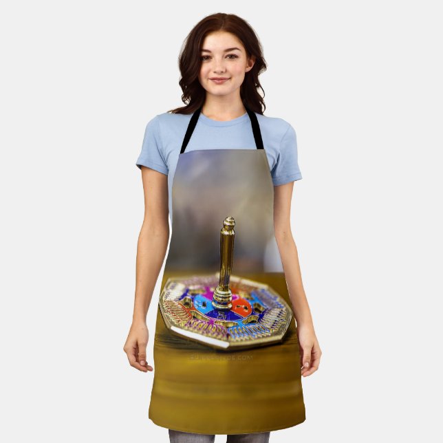 SlipperyJoe Hanukkah dreidel gift octagonal base b Apron (Worn)