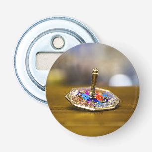 SlipperyJoe Hanukkah dreidel gift octagonal base b Bottle Opener