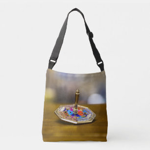 SlipperyJoe Hanukkah dreidel gift octagonal base b Crossbody Bag