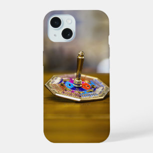 SlipperyJoe Hanukkah dreidel gift octagonal base b iPhone 15 Case