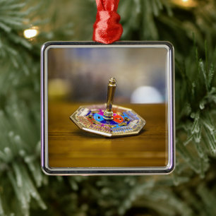 SlipperyJoe Hanukkah dreidel gift octagonal base b Metal Ornament