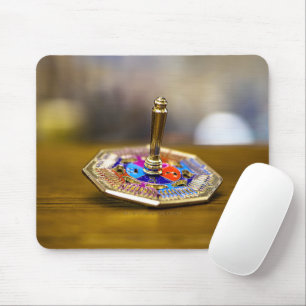 SlipperyJoe Hanukkah dreidel gift octagonal base b Mouse Pad