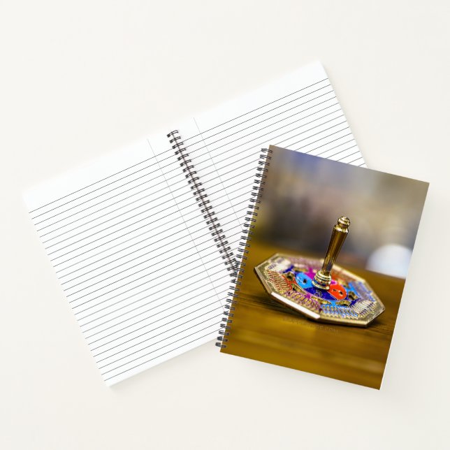 SlipperyJoe Hanukkah dreidel gift octagonal base b Notebook (Inside)