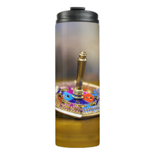 SlipperyJoe Hanukkah dreidel gift octagonal base b Thermal Tumbler