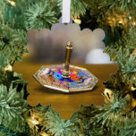 SlipperyJoe Hanukkah dreidel gift octagonal base b Tree Decoration Card<br><div class="desc">SlipperyJoe Hanukkah dreidel gift octagonal base bursts vivid colors Jewish folk art symbolic motifs blue red purple geometric patterns vibrant artistic take holiday tradition beautifully crafted top metallic finish blurred background festive dreamy atmosphere high-level detail ceremonial collectible value single decorative ornate spinning toy warm wood beneath earthy contrast craftsmanship color...</div>