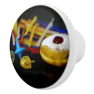 SlipperyJoe Hanukkah symbolic still life holiday e Ceramic Knob