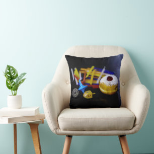 SlipperyJoe Hanukkah symbolic still life holiday e Cushion