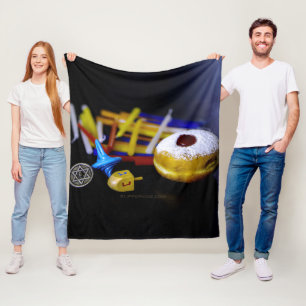 SlipperyJoe Hanukkah symbolic still life holiday e Fleece Blanket