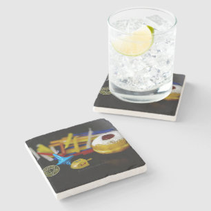 SlipperyJoe Hanukkah symbolic still life holiday e Stone Coaster