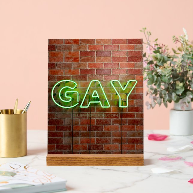 SlipperyJoe illuminated gay neon sign bright vivid (Wedding)