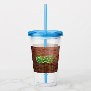SlipperyJoe illuminated gay neon sign bright vivid Acrylic Tumbler