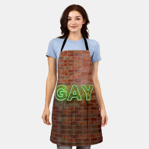 SlipperyJoe illuminated gay neon sign bright vivid Apron