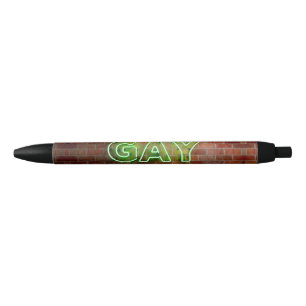 SlipperyJoe illuminated gay neon sign bright vivid Black Ink Pen