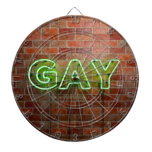 SlipperyJoe illuminated gay neon sign bright vivid Dartboard