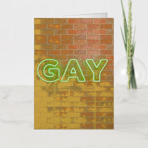 SlipperyJoe illuminated gay neon sign bright vivid Foil Greeting Card