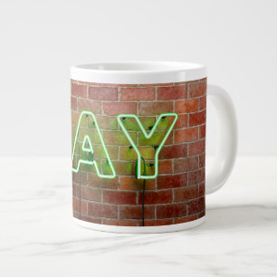 SlipperyJoe illuminated gay neon sign bright vivid Large Coffee Mug