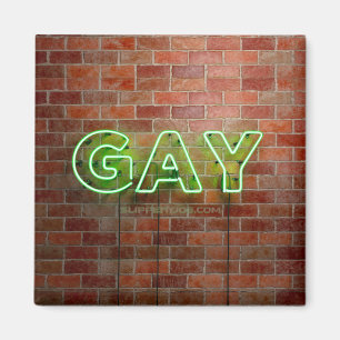 SlipperyJoe illuminated gay neon sign bright vivid Magnet