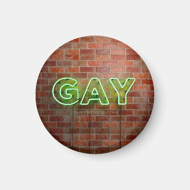SlipperyJoe illuminated gay neon sign bright vivid Magnet (Front)