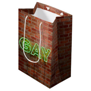 SlipperyJoe illuminated gay neon sign bright vivid Medium Gift Bag