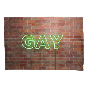 SlipperyJoe illuminated gay neon sign bright vivid Pillowcase