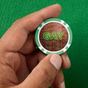 SlipperyJoe illuminated gay neon sign bright vivid Poker Chips