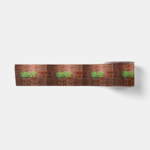 SlipperyJoe illuminated gay neon sign bright vivid Satin Ribbon