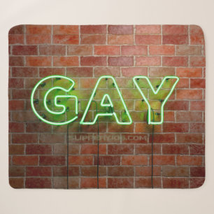 SlipperyJoe illuminated gay neon sign bright vivid Sherpa Blanket