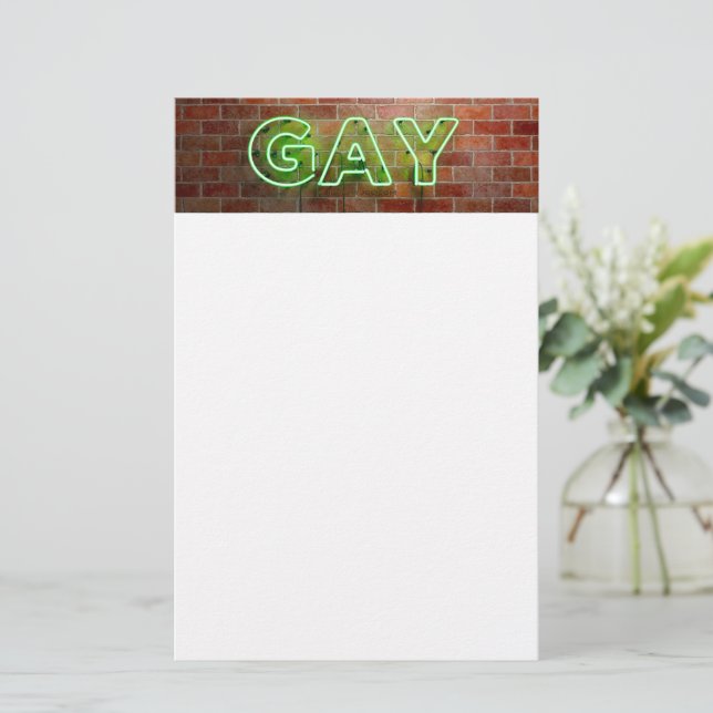 SlipperyJoe illuminated gay neon sign bright vivid Stationery (Standing Front)