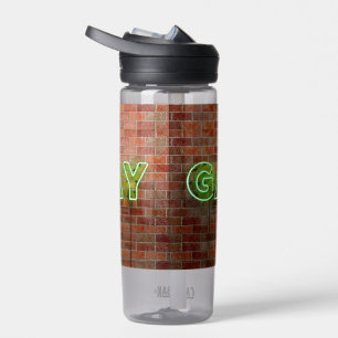 SlipperyJoe illuminated gay neon sign bright vivid Water Bottle