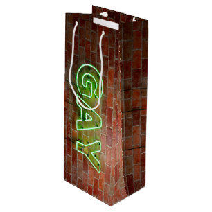 SlipperyJoe illuminated gay neon sign bright vivid Wine Gift Bag