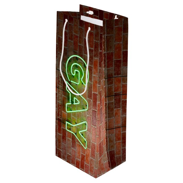SlipperyJoe illuminated gay neon sign bright vivid Wine Gift Bag (Front Angled)