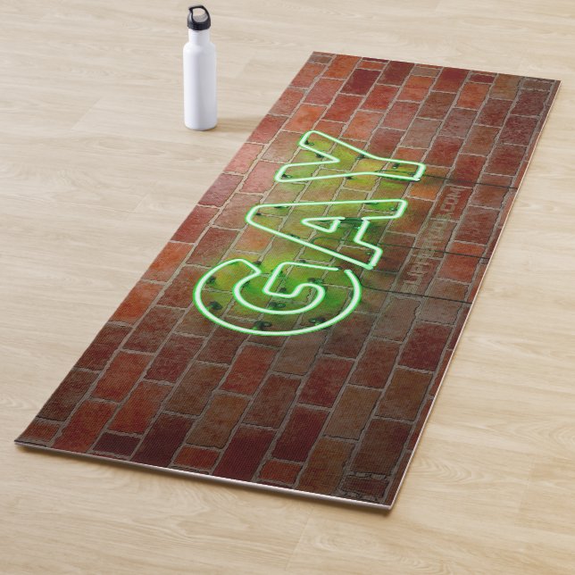 SlipperyJoe illuminated gay neon sign bright vivid Yoga Mat (In Situ)