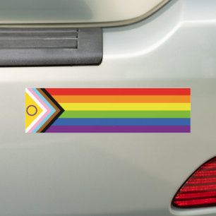SlipperyJoe Intersex Progress Pride Flag rainbow s Bumper Sticker