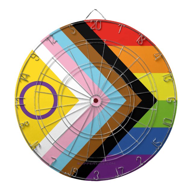 SlipperyJoe Intersex Progress Pride Flag rainbow s Dartboard (Front)