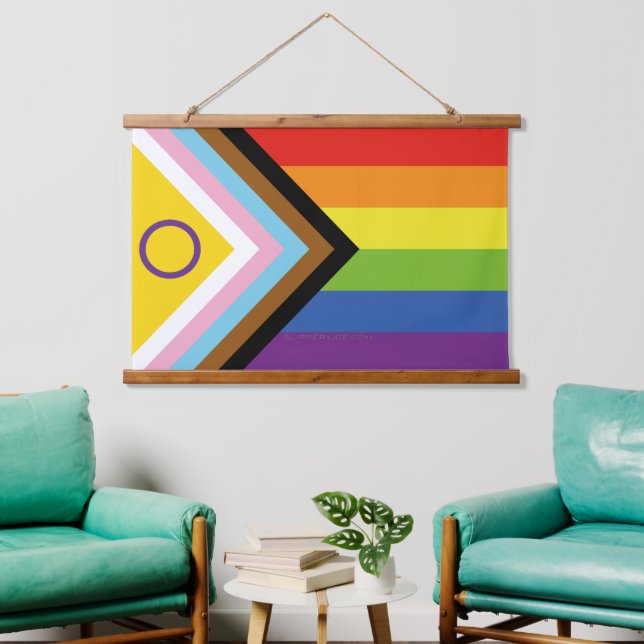 SlipperyJoe Intersex Progress Pride Flag rainbow s Hanging Tapestry (Living Room)