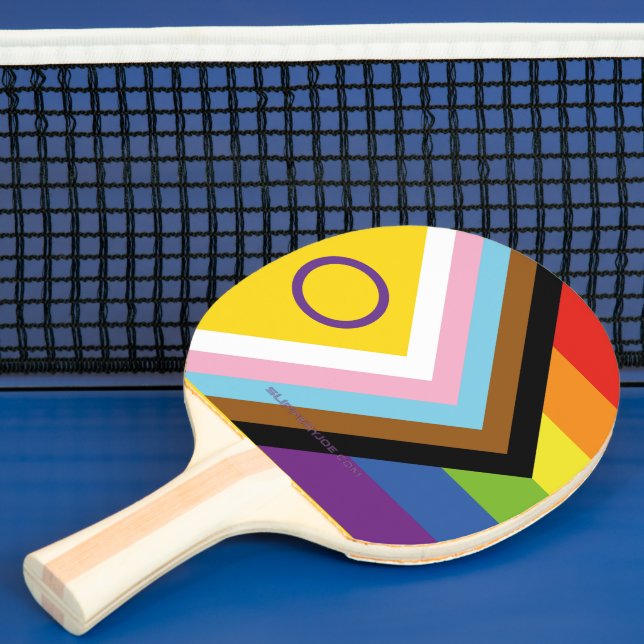 SlipperyJoe Intersex Progress Pride Flag rainbow s Ping Pong Paddle (Insitu)