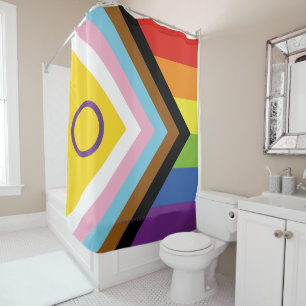 SlipperyJoe Intersex Progress Pride Flag rainbow s Shower Curtain