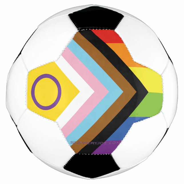 SlipperyJoe Intersex Progress Pride Flag rainbow s Soccer Ball (Front)