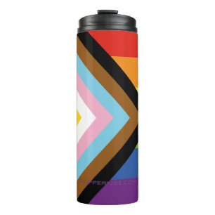 SlipperyJoe Intersex Progress Pride Flag rainbow s Thermal Tumbler